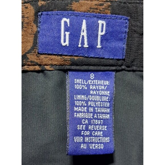 VTG 90s GAP Floral Mini Skirt Size 8 Side Zip Y2K Black Rose Scallop Ray - Picture 2 of 7